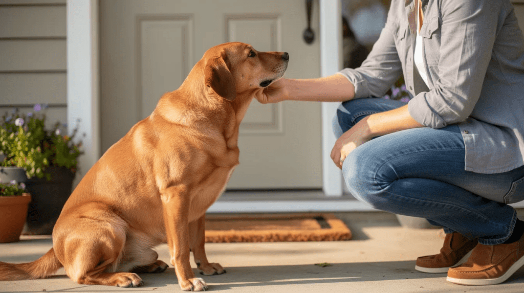 Owner learns how to stop a dog from licking people
